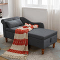 Black Chaise Lounge Indoor, Velvet Lounge Chair for Bedroom with Storage and Pillow, Modern Upholstered Rolled Arm Chase Lounge for Sleeping with Nailhead Trim for Living Room Bedroom Office