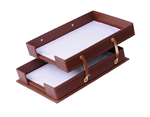 MOOGCO Leather Desk Organizer Set - 14 PCS (Brown) E747
