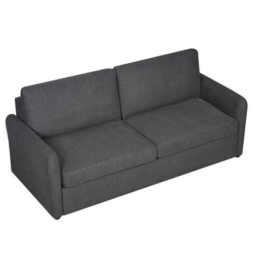 Sleeper Sofa Couch with Pullout Bed, Convertible Queen Size, Dark Grey Q469258