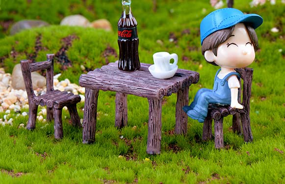 Miniature Table and Chairs Set for Dollhouse, Fairy Garden Furniture Ornament L584