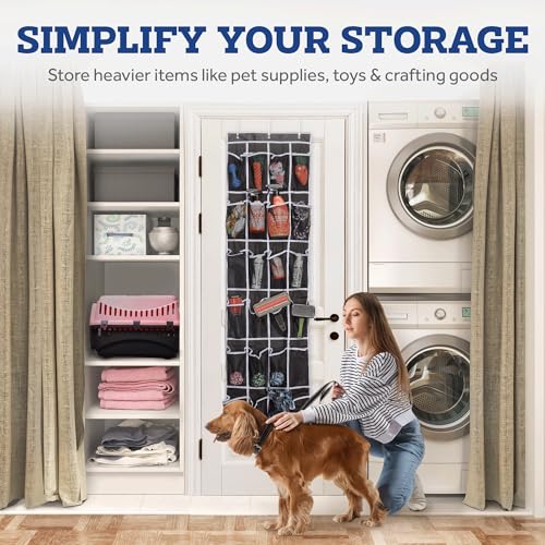 ZOBER Over The Door Shoe Organizer 3 Pack - 12 Mesh Pockets, White Q215158