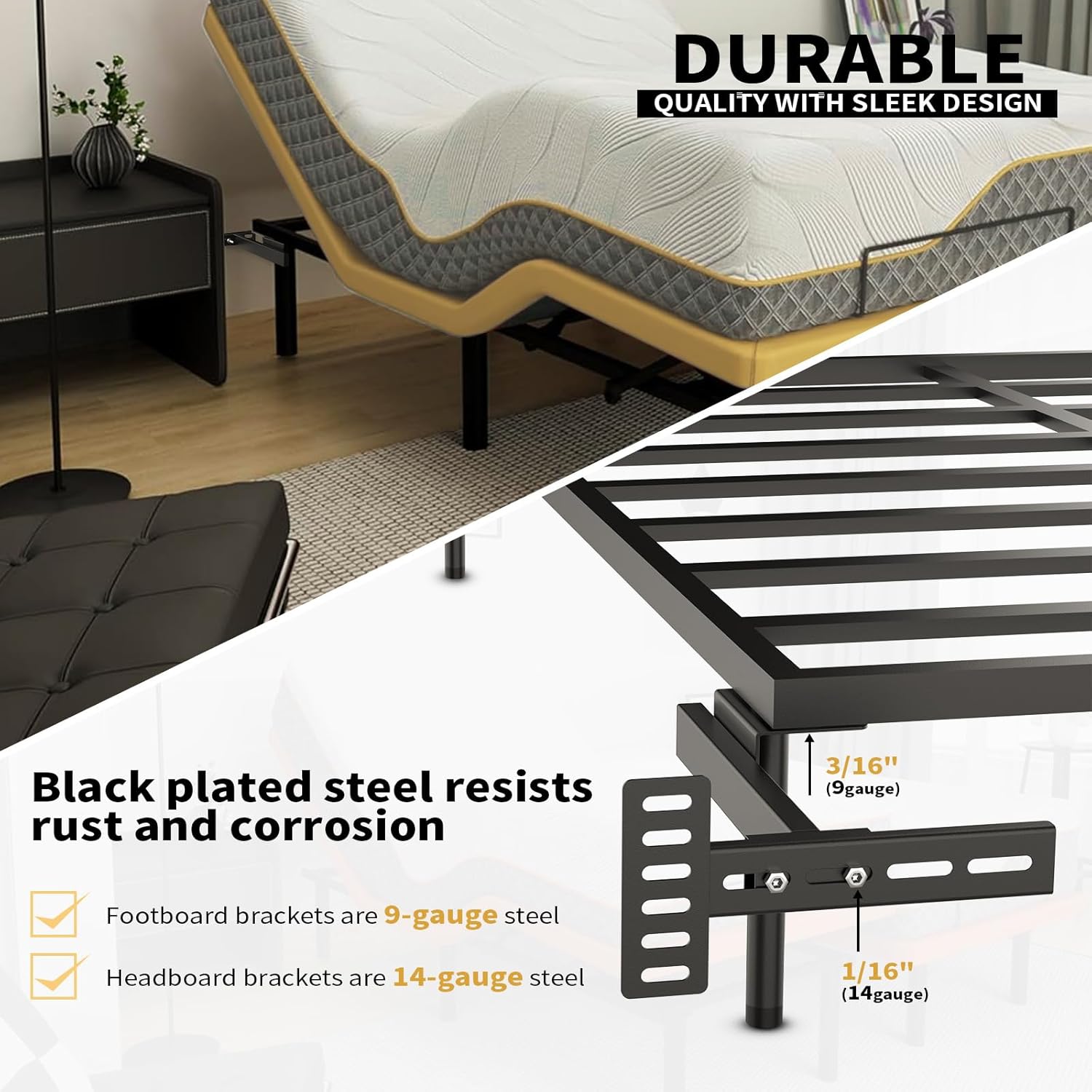 Headboard Kit for Adjustable Bed with Brackets, Black O854894