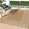 GENIMO Outdoor Rug 5' x 8' Waterproof for Patios Clearance, Reversible Outdoor Plastic Straw Rug Carpet, Camping Mats for Outdoor Decor, RV, Backyard, Deck, Balcony, Picnic, Brown & Beige