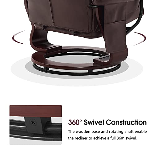 MCombo Swivel Recliner with Ottoman, Vibration Massage, Faux Leather, Grey X461672