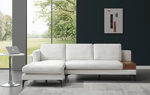 Modern Fort Modular Sofa with Reversible Chaise, Linen Fabric, Beige R892