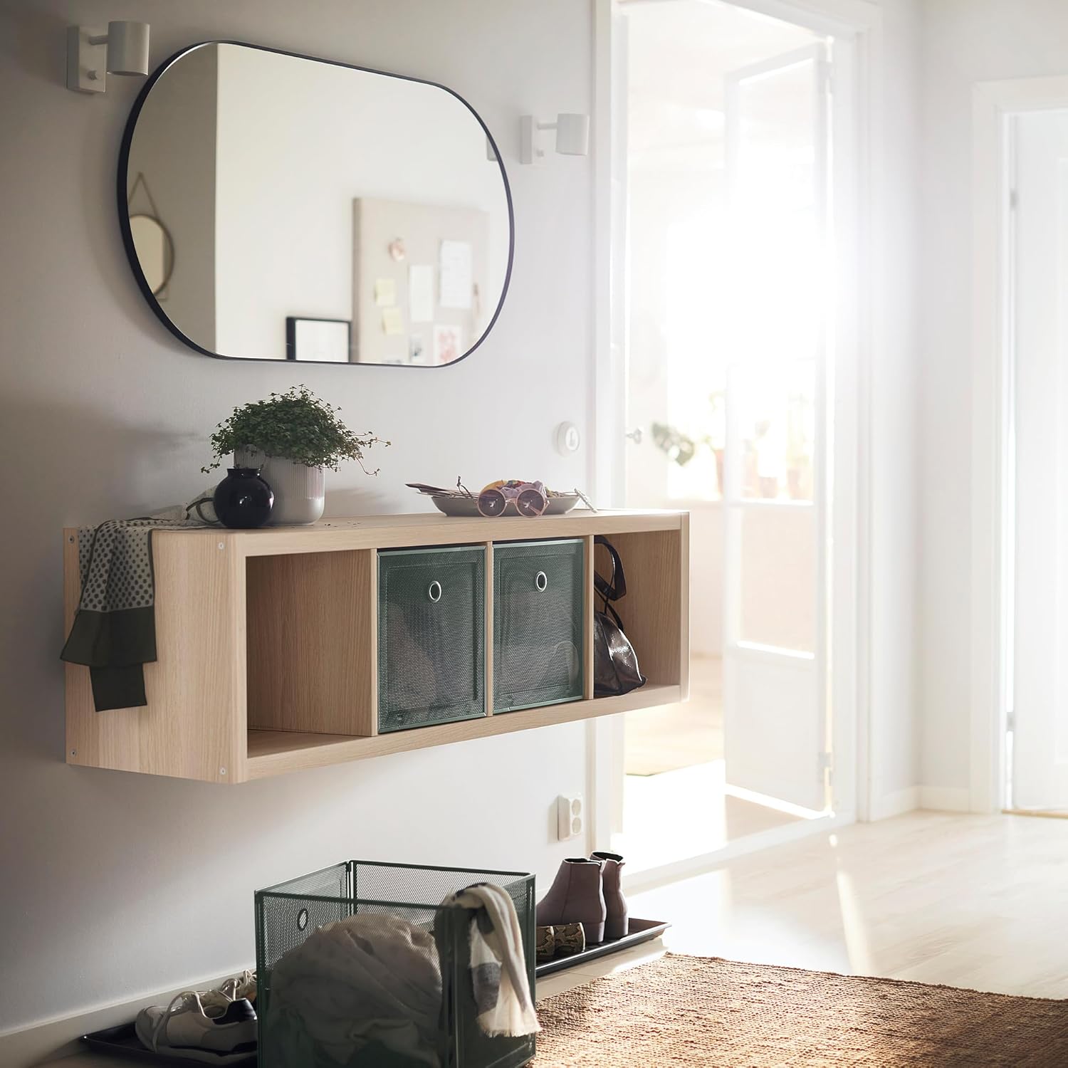 IKEA KALLAX shelving unit white stained oak effect 4 shelf P699084