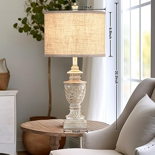 Farmhouse Table Lamps Set of 2, 26" Rustic Bedside Lamps with USB Ports Y9983