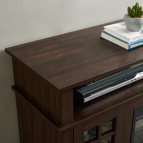 Farmhouse TV Stand with Electric Fireplace for TVs up to 65", Dark Grey G2651