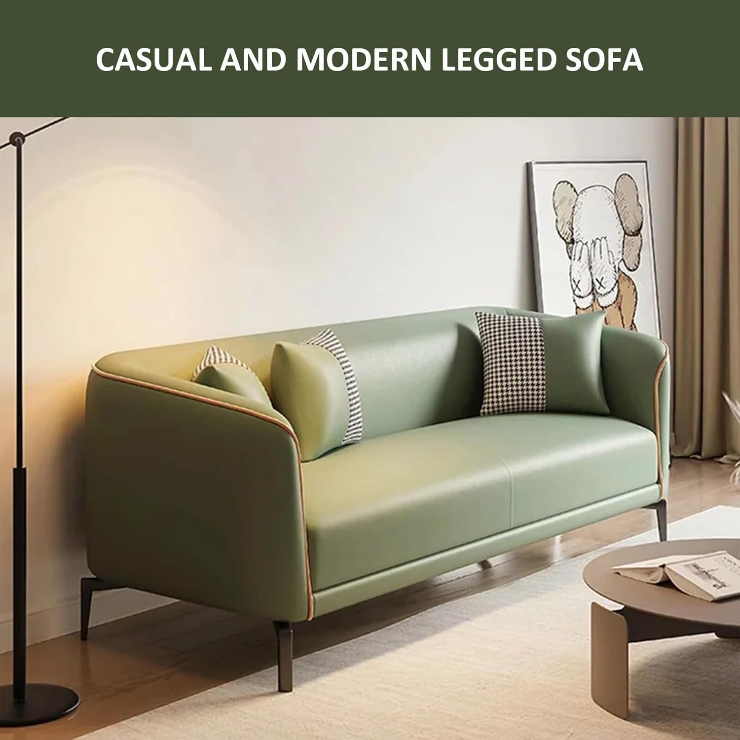 Convertible L Shaped Sectional Sofa with Solid Wooden Frame, Orange and Ivory White D318