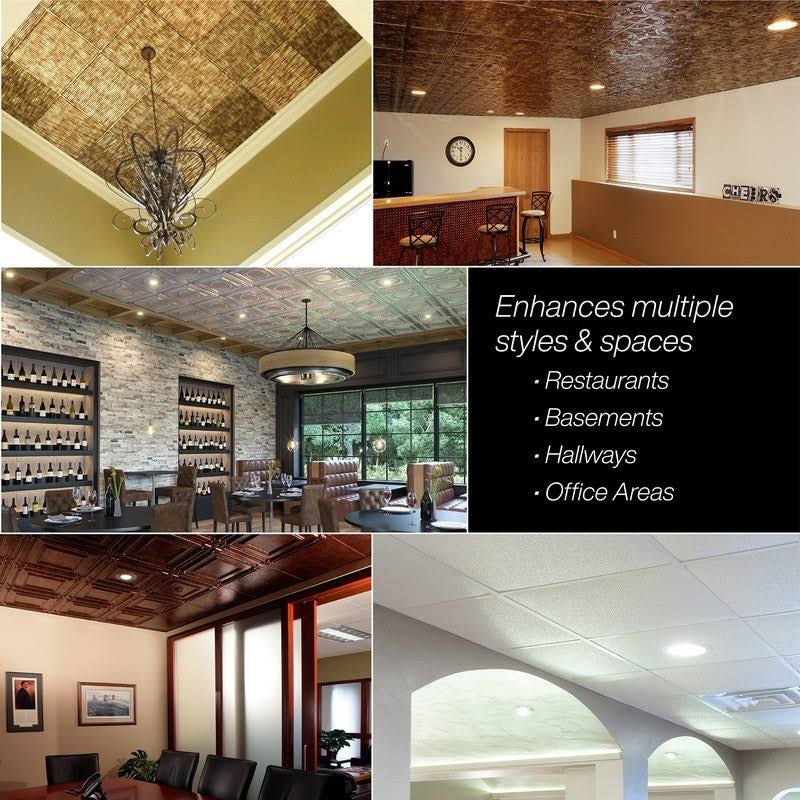 Fasade Decorative Vinyl Ceiling Tile 2ft x 2ft Moonstone Copper (5 Pack) R5895