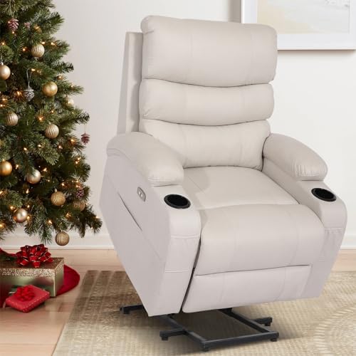 Power Lift Recliner Chair with Massage and Heat for Elderly, Cream Z304