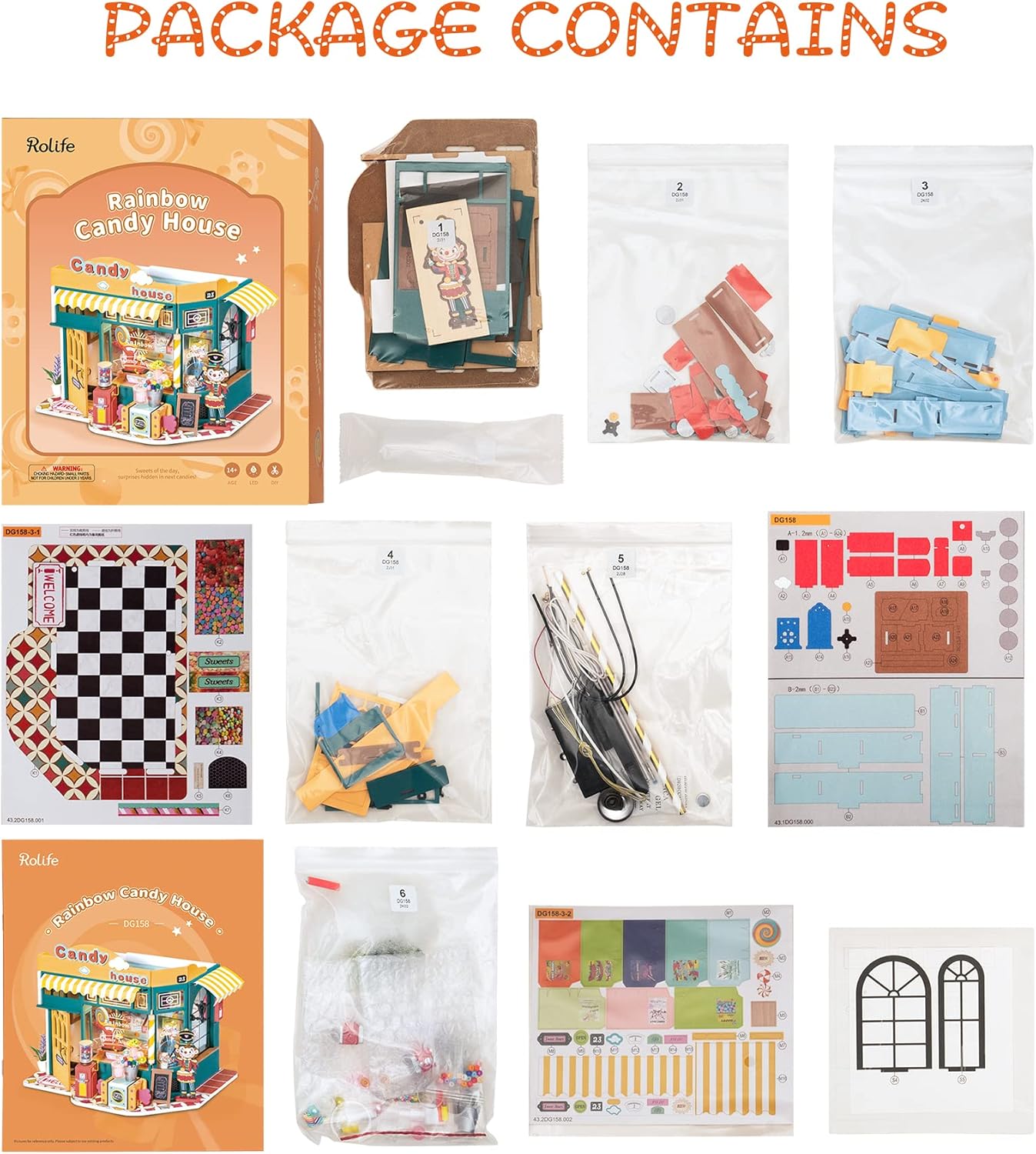 Rolife Dollhouse DIY Miniature Kit 1/24 Scale Candy House with LED A6001