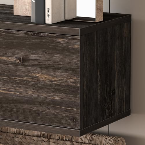 Atelier Mobili Floating TV Stand for 75 inch TV, Wall Mounted, Black Oak T667682