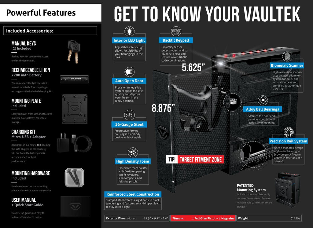Vaultek Biometric Bluetooth Slider Safe H910