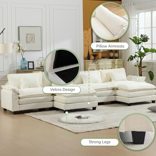 154" Oversized U-Shaped Sectional Sofa with Convertible Chaise, Velvet, Grey J5593