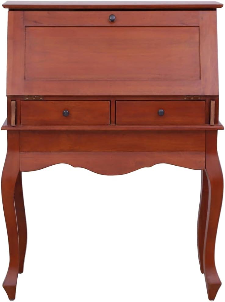 SKM Secretary Desk Solid Mahogany Wood Brown R130927