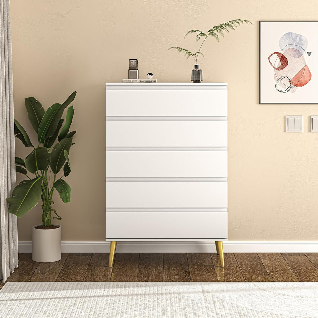 5 Drawers Dresser for Bedroom with Metal Rails L629