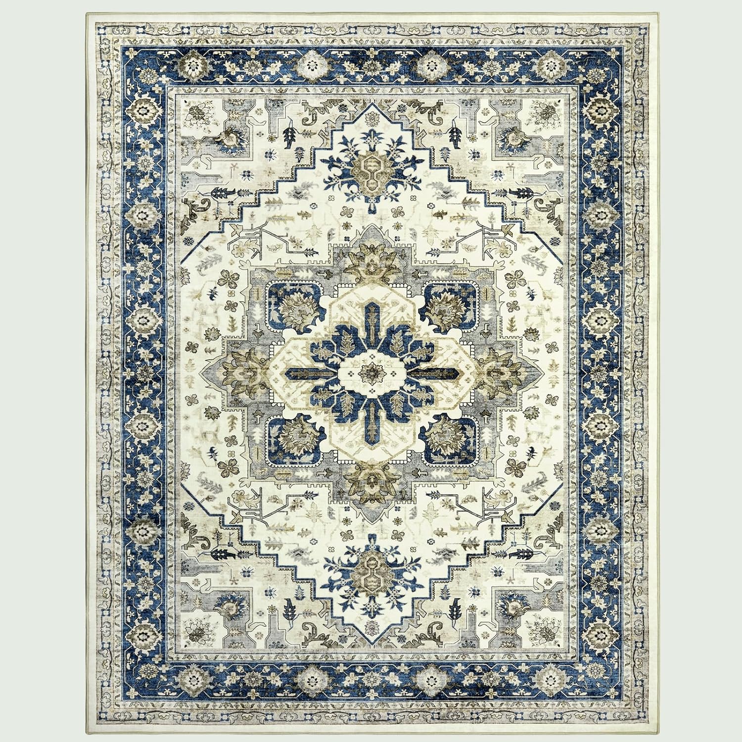 Machine Washable Vintage Oriental Area Rug 8x10 for Living Room M438