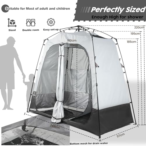 Camping Shower Tent Deluxe Changing Room Privacy Shelter with Floor Drain F387