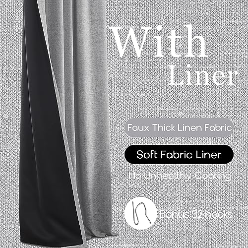 Sliding Door Curtain Patio Blinds, Light Blackout Linen Drapes, Seafoam Sea Green Grey, 96in Long P36839