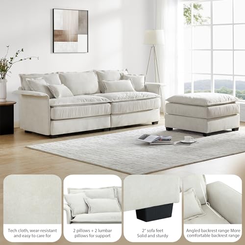 PURLOVE Convertible Sectional Sofa Couch with Ottoman, Dark Grey M889656