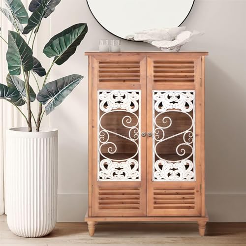 Sophia & William Accent Cabinet with 2 Doors, Distressed Carved Pattern P738031