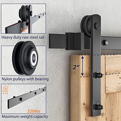 SMARTSTANDARD 6.6FT Barn Door Hardware Kit with Sliding Track, Heavy Duty, Fits 36"-40" Panels P17119