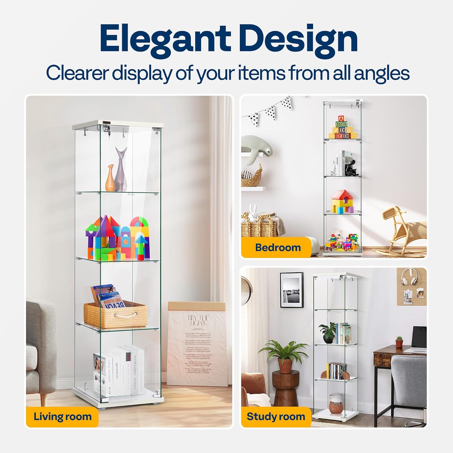 VIVOHOME 4-Layer Glass Display Cabinet with Lock U535594