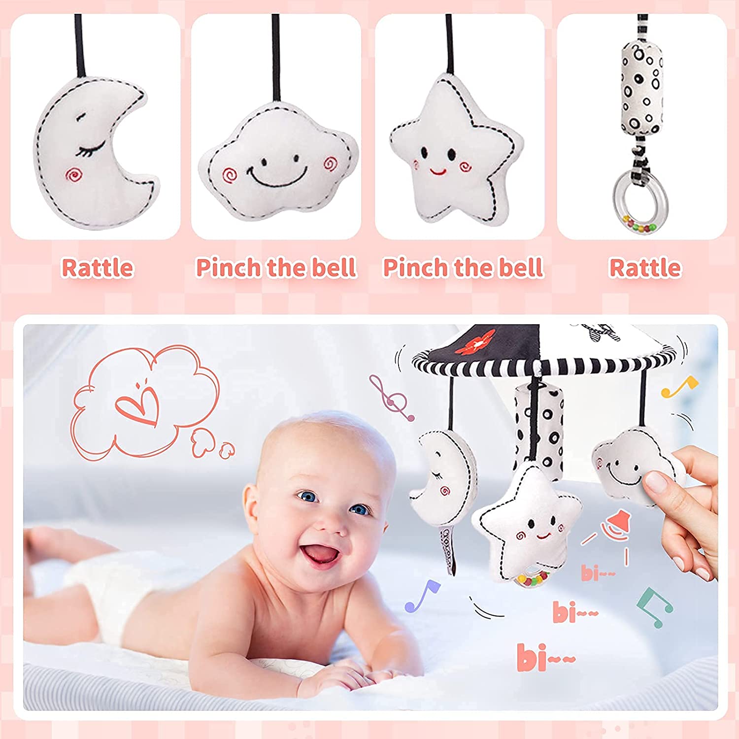 Clip-On Car Seat & Stroller Toy for Babies 0-18 Months T5437