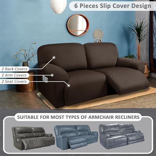 ULTICOR 8-Pieces Recliner Sofa Covers, Stretch Slipcovers for 3 Seater, Dark Grey E3548