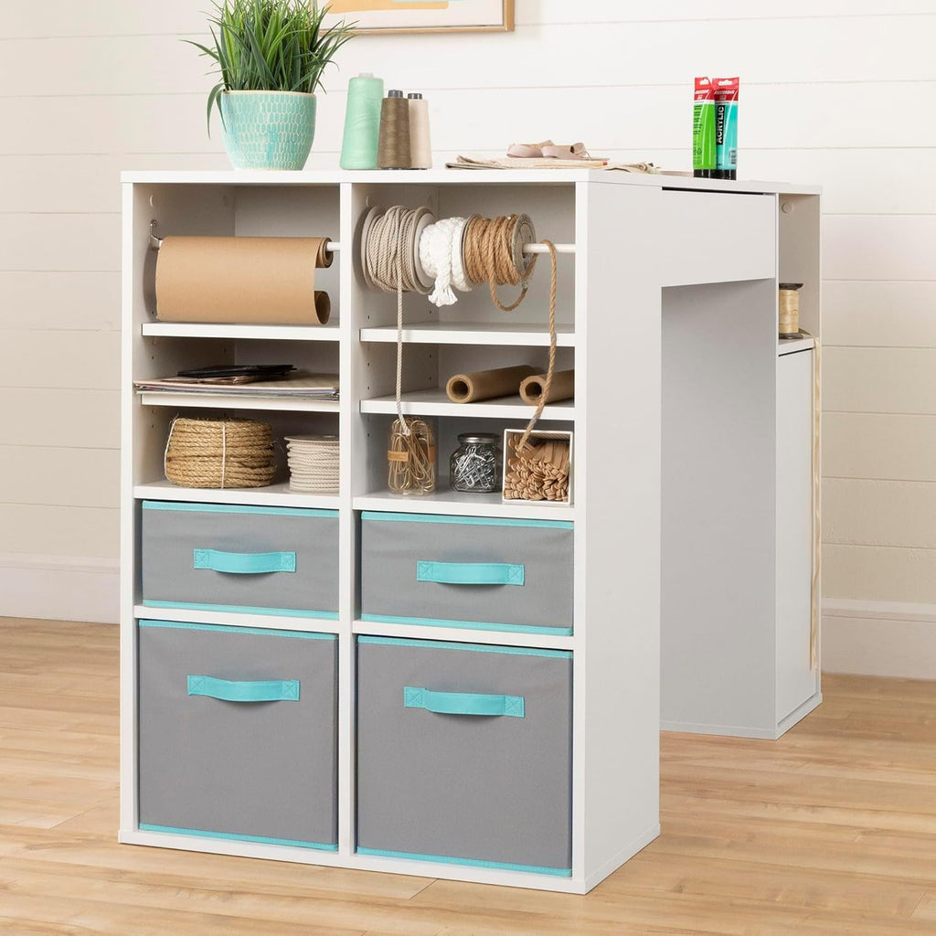 South Shore Crea Counter-Height Craft Table with Scratchproof Surface, Pure White A5430