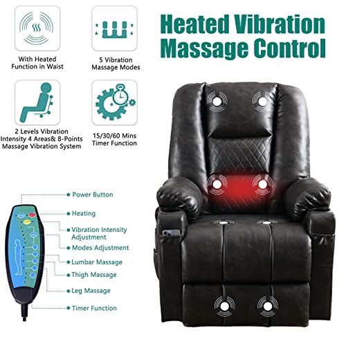 Power Lift Recliner Chair with Massage and Heat for Elderly Adults J54794