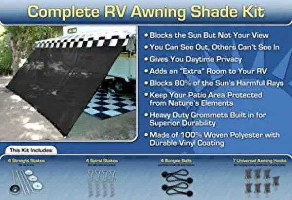 RV Awning Shade RV Shade Complete Kit 8x17 (Black)