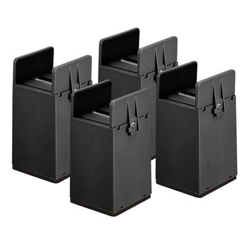 uxcell 4 inch Bed Risers with Adjustable Screw Clamp, 4Pcs Furniture Risers for Bed, Desk, Sofa, Table, Fit for Furniture Thickness 0.39-1.96", Supports 5000 Pounds, Black