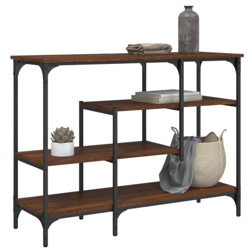 vidaXL Black Console Table with Shelves Engineered Wood Metal Frame P8073