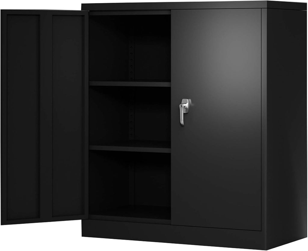 Tool Cabinet, Locking Metal Storage Cabinet with Adjustable Shelves, Small Garage Storage Cabinet for Home Office, Black, W36'' x D18'' x H41.6'', Assembly Required