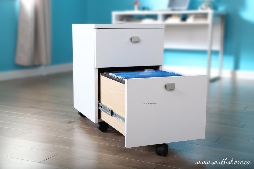 South Shore 2-Drawer Mobile File Cabinet on Casters, Pure White G847704
