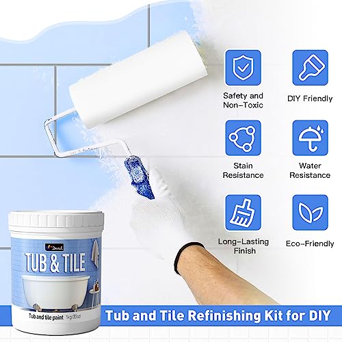 Tub and Tile Refinishing Kit with Tools, Semi-Gloss White, Water Based, 25-30 sq.ft V933