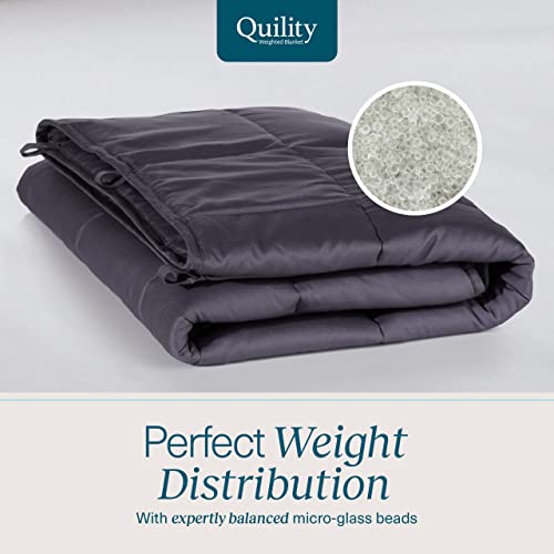 Quility Weighted Blanket for Adults - 15 LB Twin Size, 100% Cotton, Ivory B638