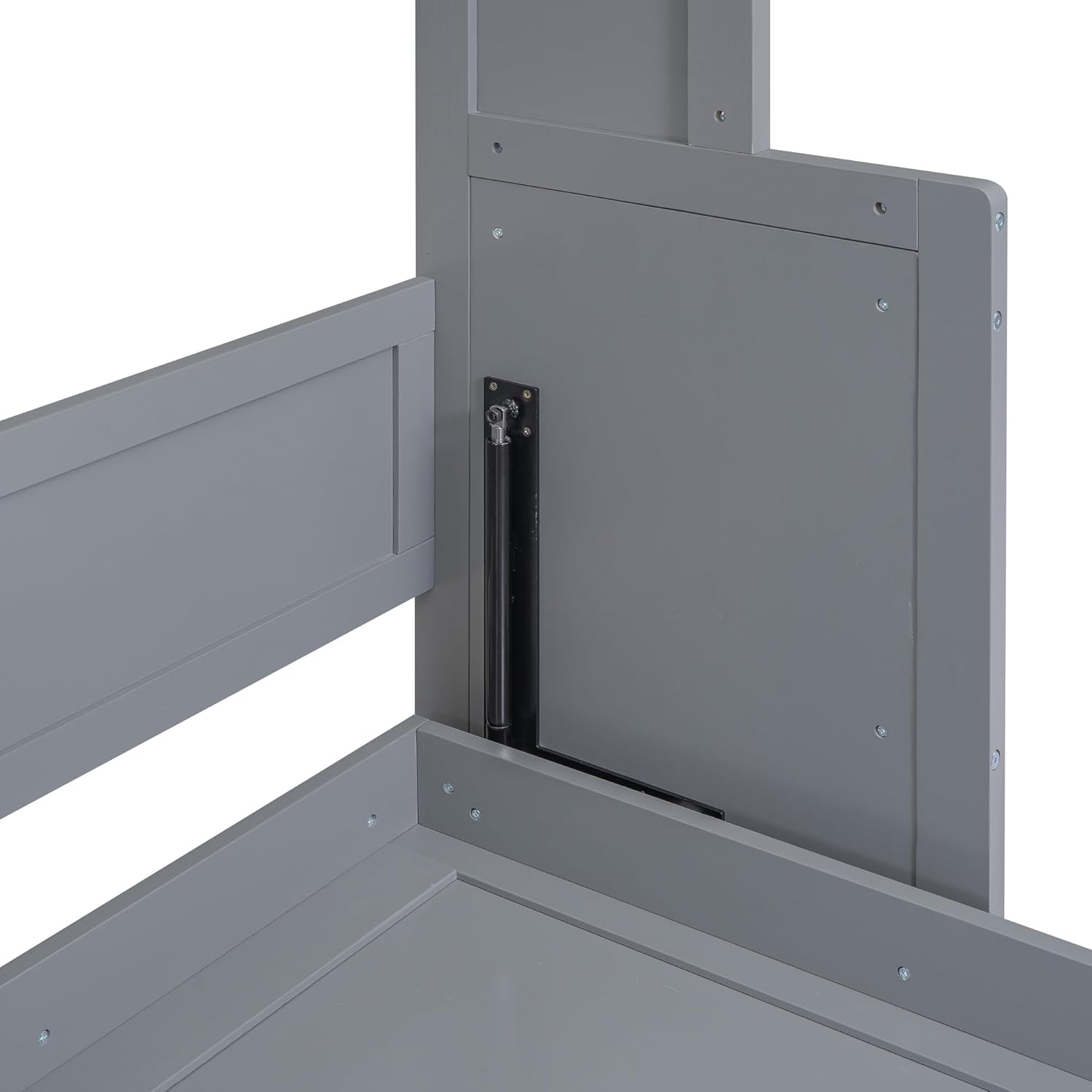 Queen Murphy Bed with Shelf, Space-Saving Wall Bed, Gray O8757