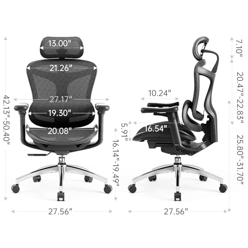 SIHOO Doro C300 Ergonomic Office Chair with 3D Armrests, Lumbar Support, Grey O604038