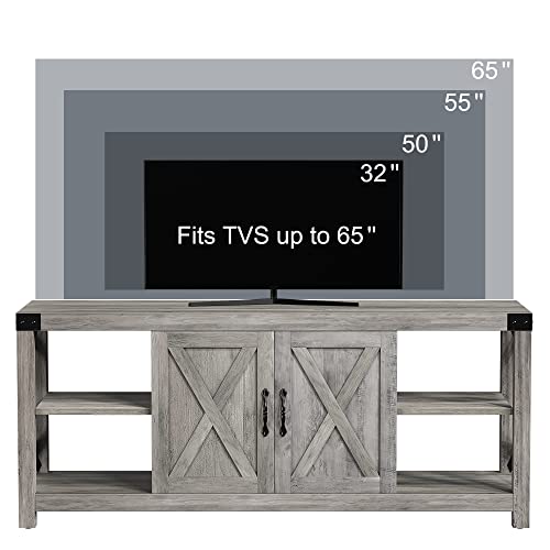 GAOMON 60 Inch Farmhouse TV Stand with Storage and Adjustable Shelves (Grey) H2764