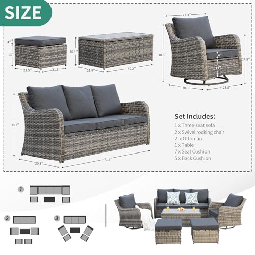 14 Pieces Modular Patio Furniture Set with Coffee Table, Brown Rattan Outdoor Sectional Q240660