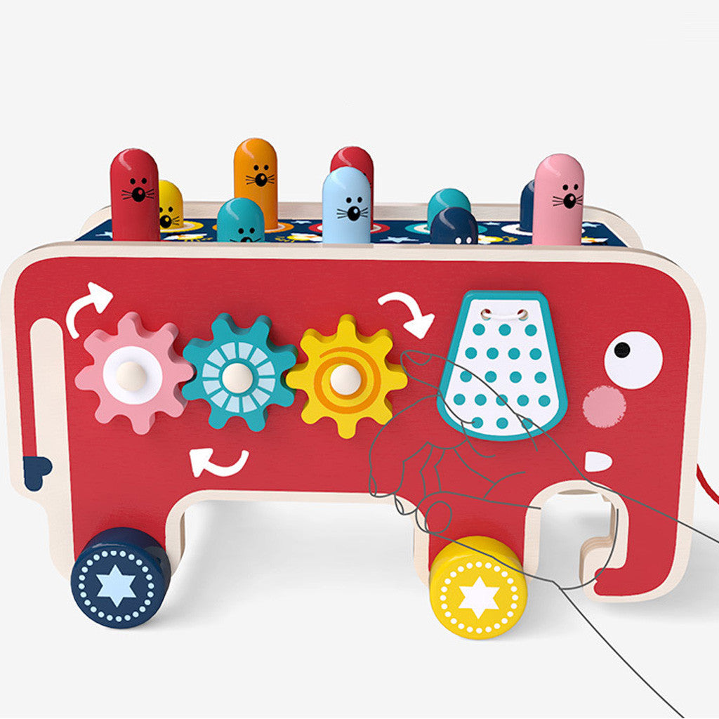 Wepro Colourful Wooden Whack-A-Mole Game Early Educational Toys Kids Two Hammers A98694