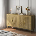 Wood Sideboard Buffet Cabinet with Storage, 4 Doors, Adjustable Shelves, TV Stand or Coffee Bar for Kitchen, Dining Room, Living Room, Entryway