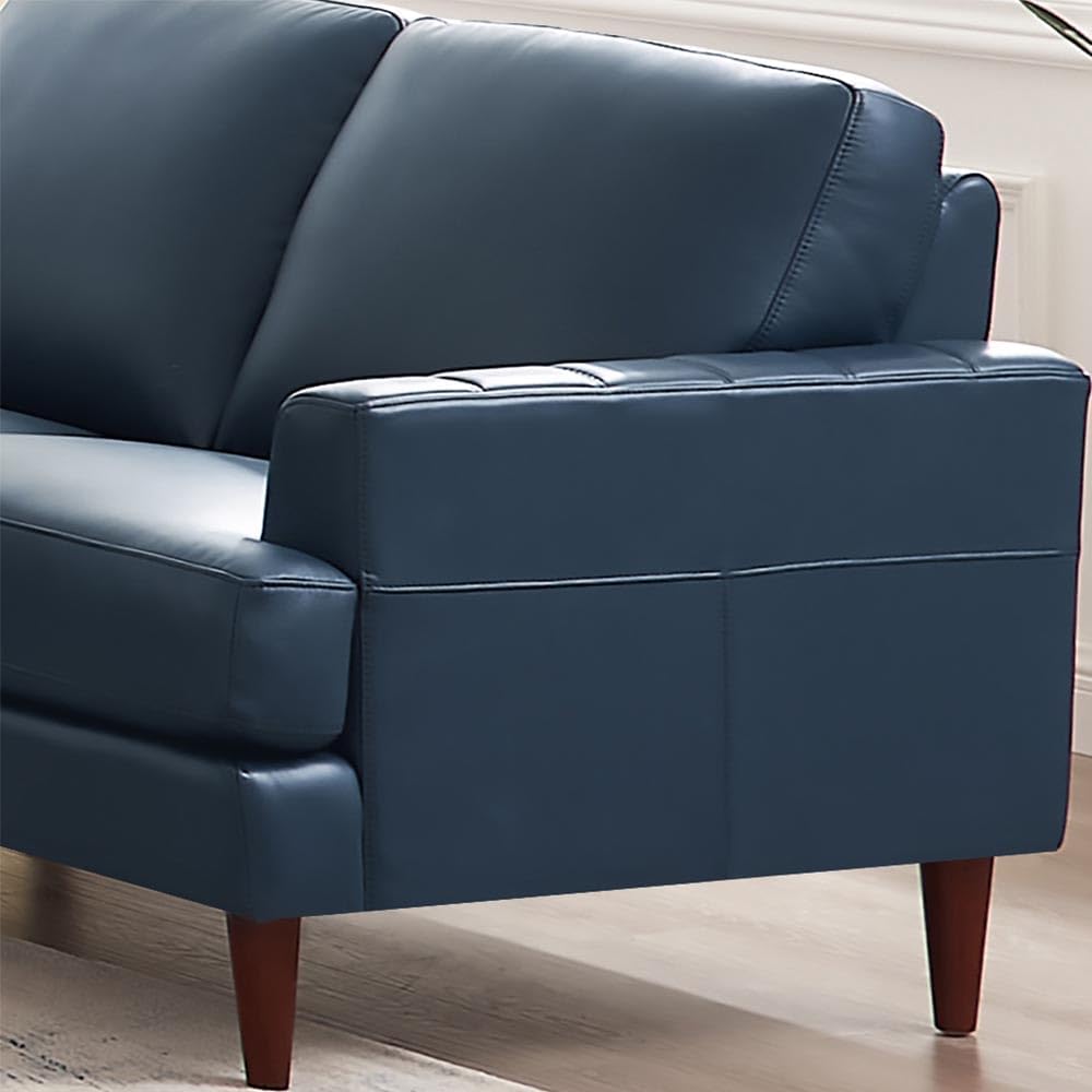 Hydeline Cassia Top Grain Leather Loveseat, Bristol Navy N664