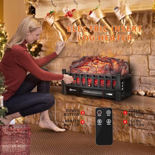 VIVOHOME 23 Inch Portable Electric Fireplace Insert Heater with Remote Black U63025