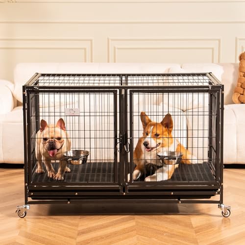 Homey Pet 43 inch Stackable Dog Crate with Divider and Tray A2333