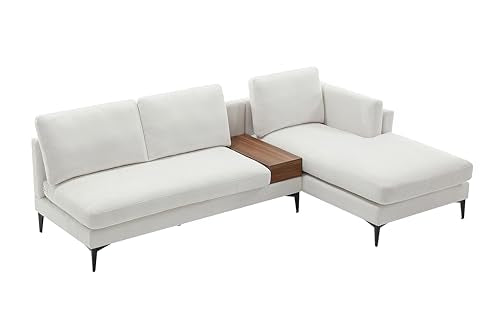 Modern Fort Modular Sofa with Reversible Chaise, Linen Fabric, Beige R892