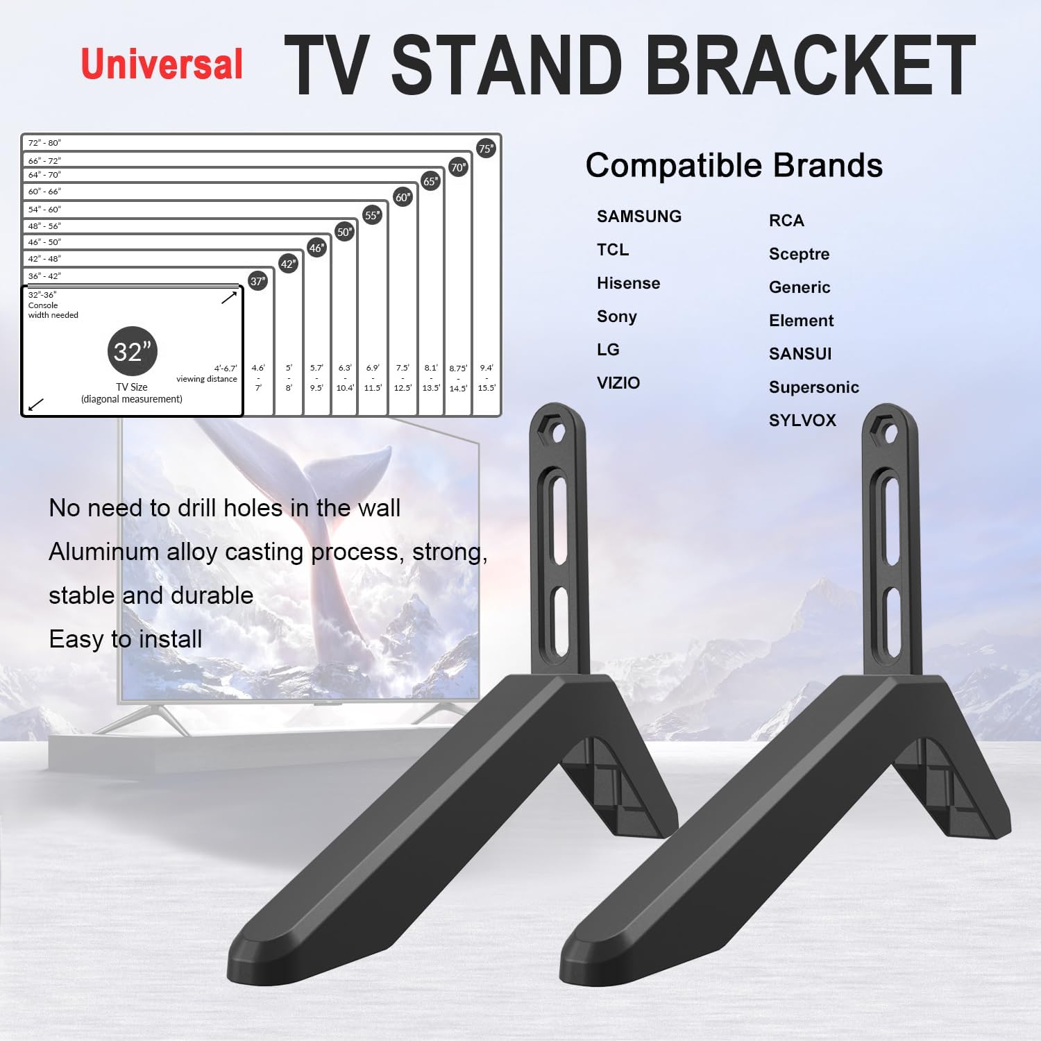 TV Stand Pedestal Feet for TVs with Mounting Holes W186